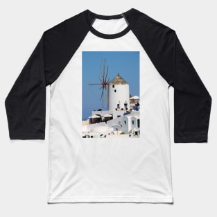 Windmill on Santorini Baseball T-Shirt